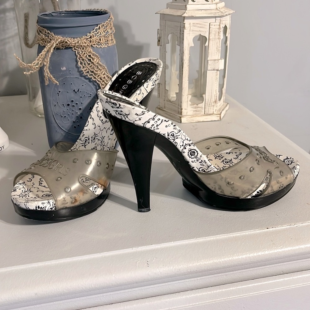 BCBG High Heels Slip On Shoes Open Toe Stilletto